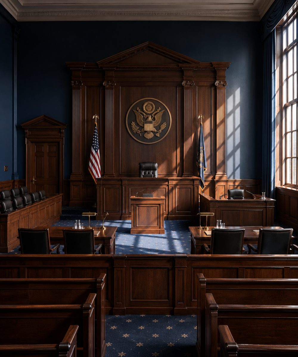 Federal courthouse architecture and courtroom context for money laundering